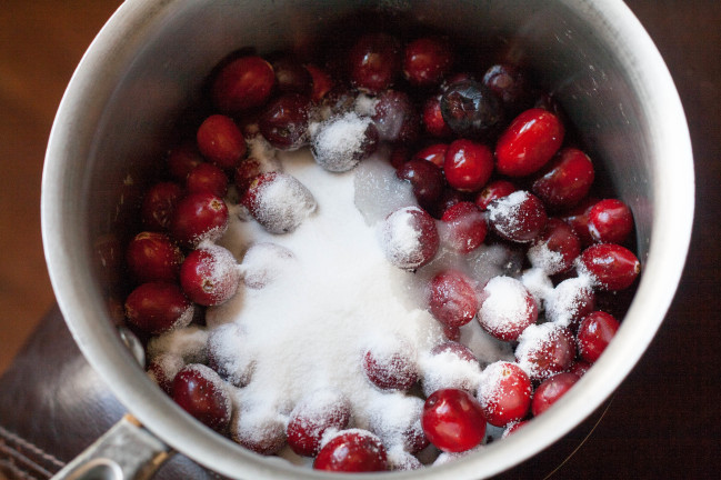 Cranberry Almond Lingonberry Torte berries and sugar