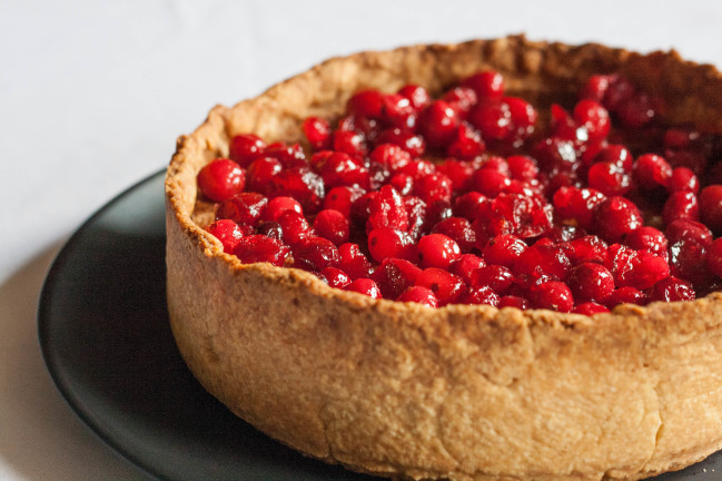 Cranberry Almond Lingonberry Torte plated