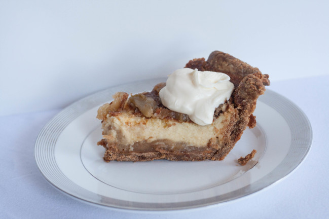 Rye Crust Apple Custard Pie with creme fraiche