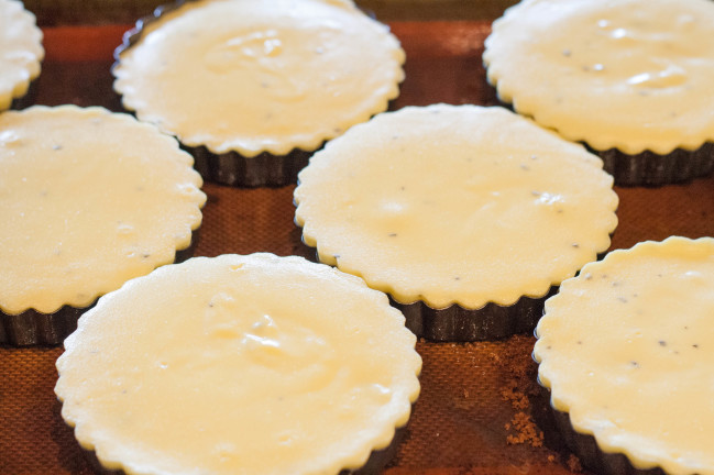 Lavender Rosemary Goat Cheesecakes cooling