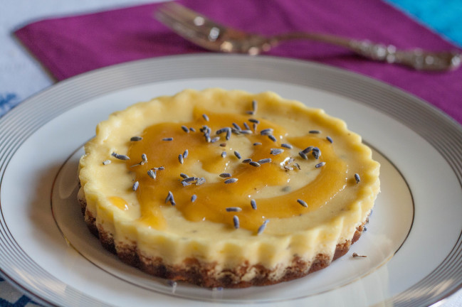 Lavender Rosemary Goat Cheesecakes honey drizzle