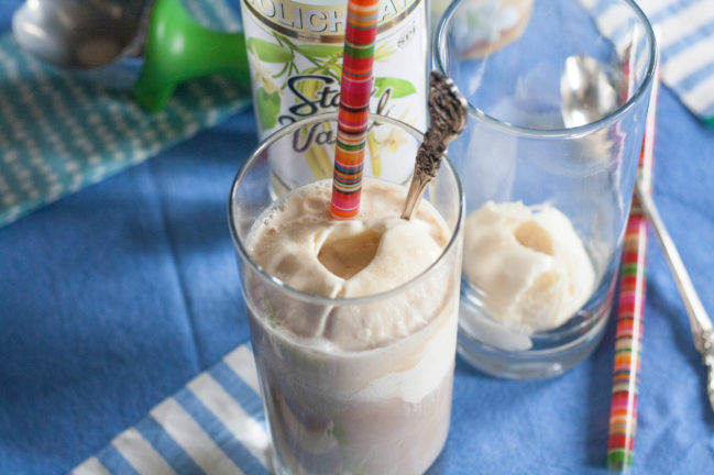 Grown Up Root Beer Float with stoli vanilla