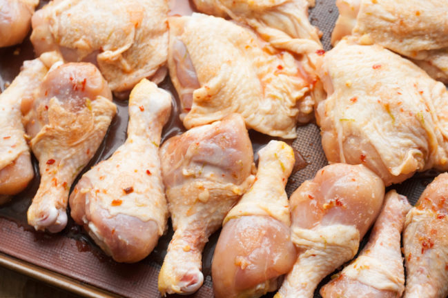 Sweet Chili Lime Chicken Thighs and Drumsticks on tray